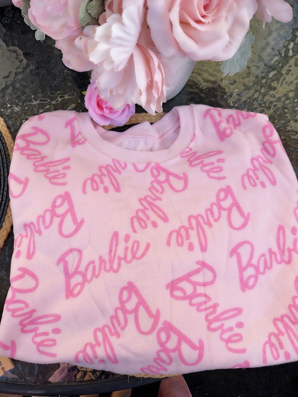 Barbie Light Pink Pajama Top with Hot Pink Logo Print